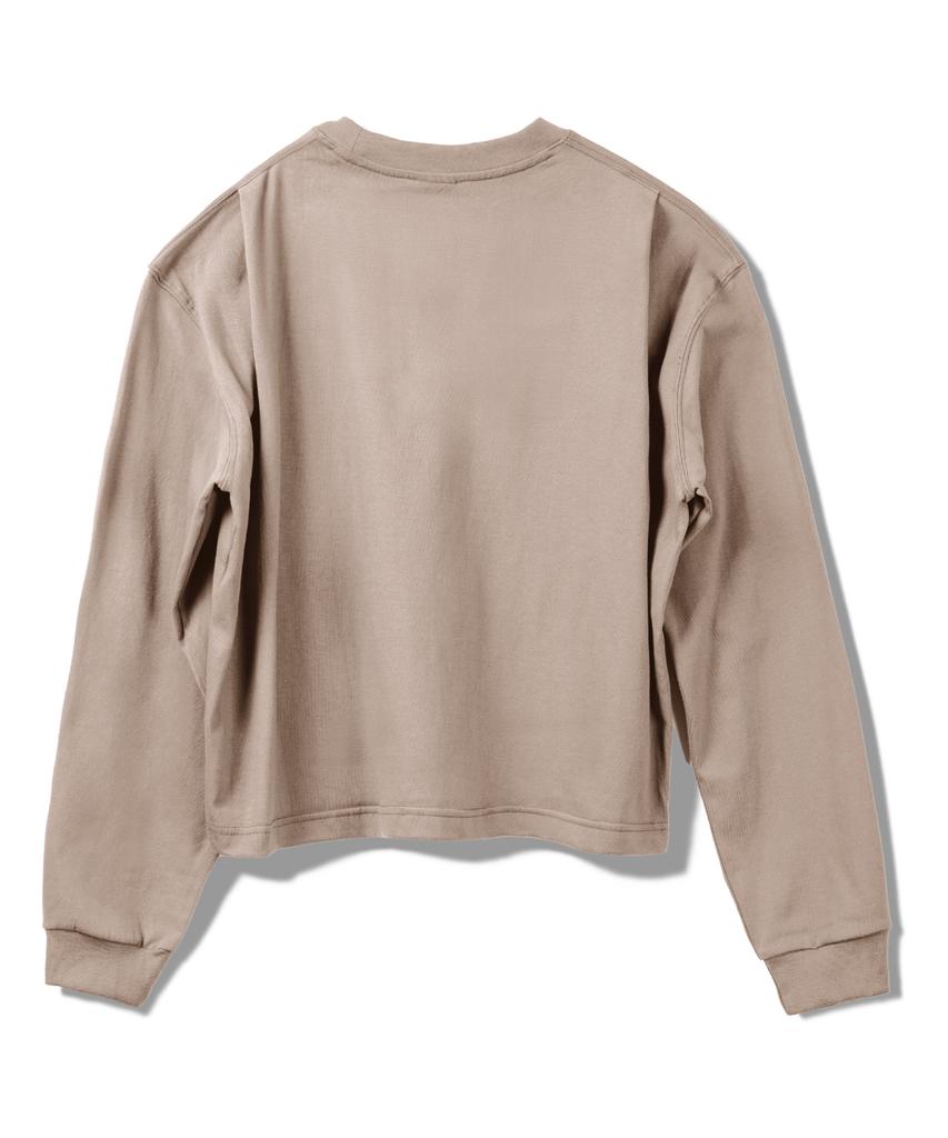 PRINOAR Semi-Crop Long Sleeve T-Shirt - Ginger Beige