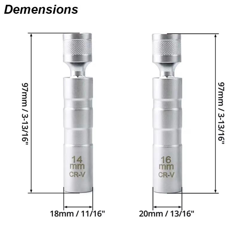 Universal Magnetic Spark Plug Sleeve Thin-walled Universal Joint 14/16mm with Magnetic Automotive 3/8" Drive Car Repair Tool
