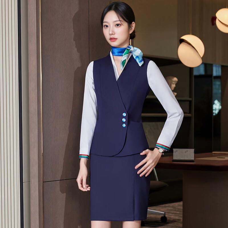 Women s Blue Professional Suit or Vest Set L