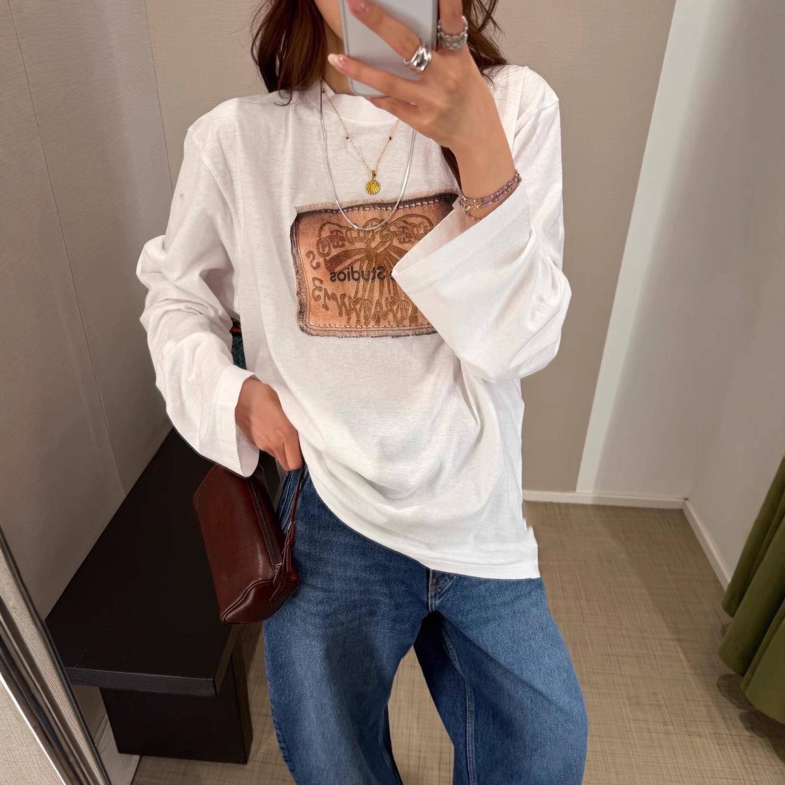 2026 Early Spring Unisex Loose-Fit Letter Print Long Sleeve Sun Protection T-Shirt Small