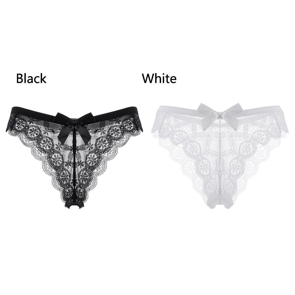 T-back Underpants Sexy Transparent Hollow Bow Panties G String Women's Underwear Thong