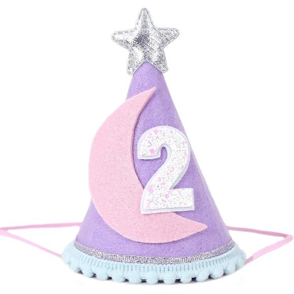 Two the Moon Space-Themed 2nd Birthday Hat and Decorations for Girls - Outer Space Party Supplies