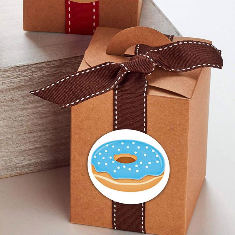 500Pcs Thank You Stickers Gifts Card Box Package Sealing Labels Donuts Stickers