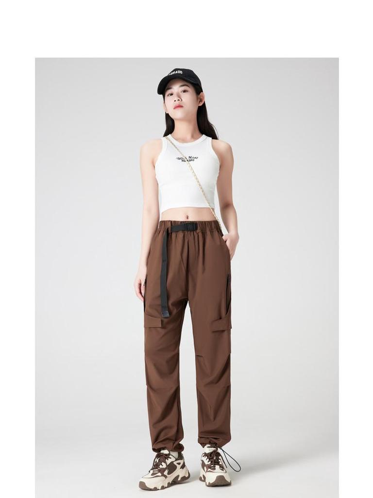 2025 Dámské ležérní voděodolné pracovní kalhoty s více kapsami: Jarní rovné nohavice, Větruodolná bunda pro venkovní sporty