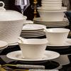 Handon Jingdezhen Pure White French Relief Underglaze Dinnerware Set