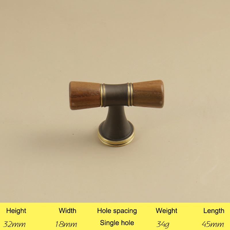 Vintage Look Nordic Cabinet Door Handle in Walnut and Brass for Clothing Storage