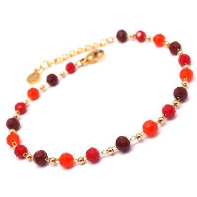 [Q2440] - Δημιουργικό βραχιόλι Ατσάλι 'Boho' κόκκινο χρυσαφί - 4 mm