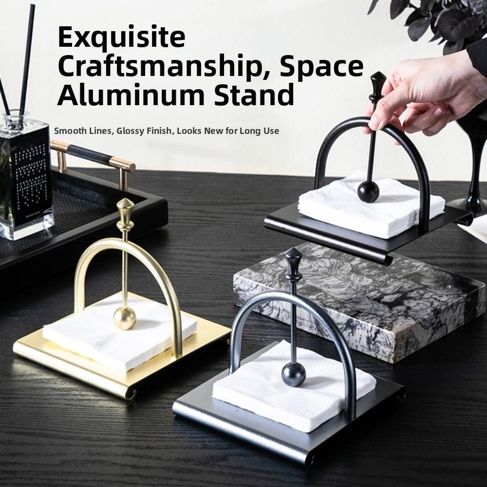 Creative Square Tissue Holder Retro Aluminum Napkin Stand Practical Tabletop Tissue Rack  Kitchen