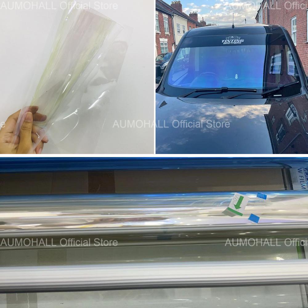 VLT 85% Clear Chameleon Car Windscreen Foils, Light Blue Window Film, Window Windshield Solar Protection Tint Film