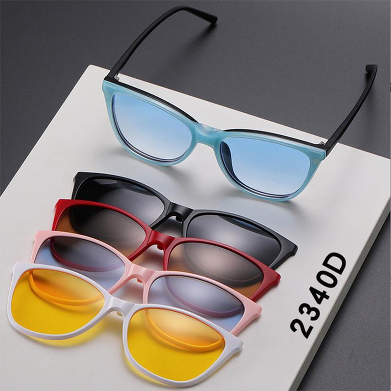 2340D Nou Set Retro Ochelari de Soare Pentru Femei Ochi de Pisică Clip Magnetic Ochelari de Soare Tr Rame Ochi de Pisică -0.5 -1.0 -2 Până la -6