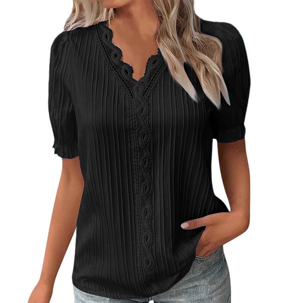 Fashionable Ladies Summer Hollow Short-sleeved Tops
