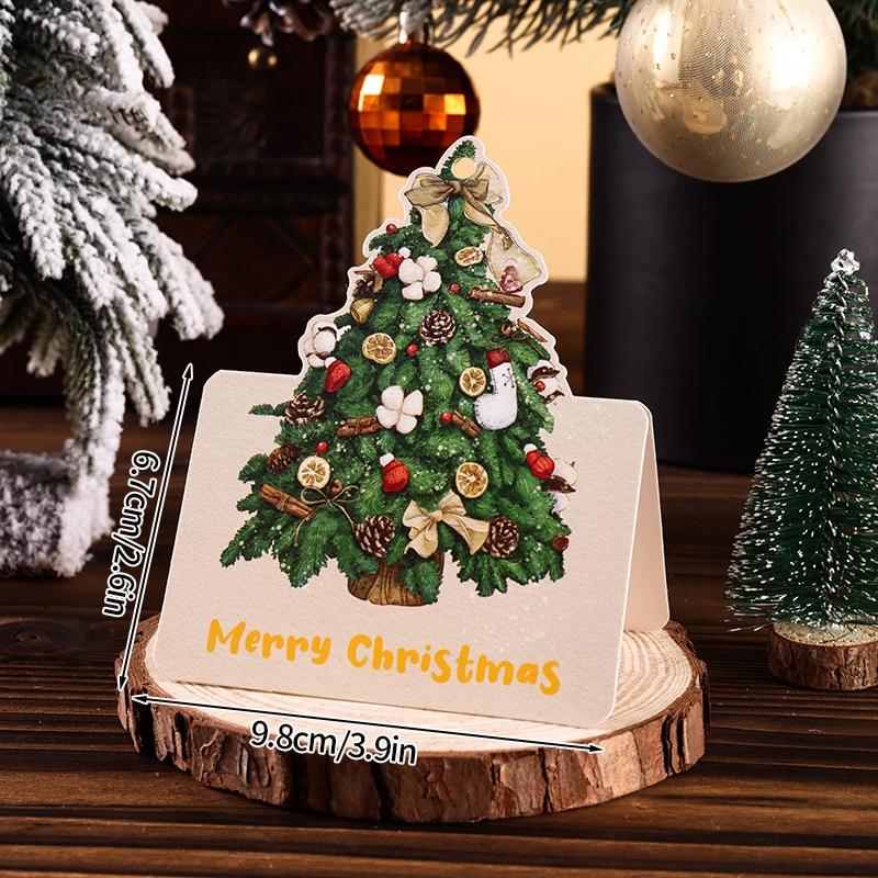 Merry Christmas Greeting Cards New Year 2025 Blessing Postcard Navidad Foldable Greeting Cards Xmas Tree Party Hanging Decor