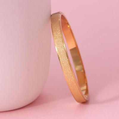 European & American Style Glitter Sand Stainless Steel Bracelet with Simple Gold Thin Ring - Titanium Steel Women's Jewelry