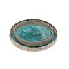 Luxury Round Decorative Trays Teal Marble Glass with Rose Gold Ornate Frame for Vanity & Coffee Table Storage Trays Home