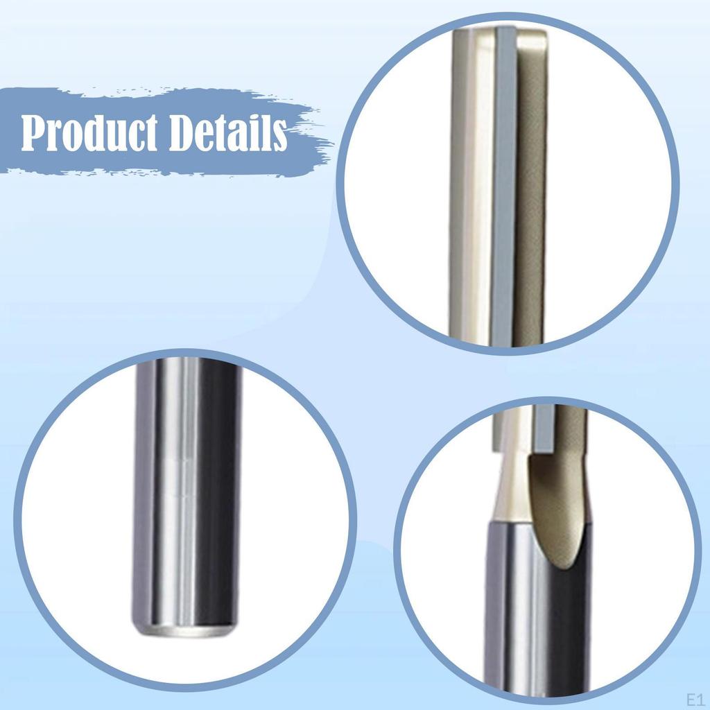 Flute Straight Router Bit 1/4 inch Shank Alloy Steel, Wood Milling Cutter, Flush Trim for