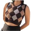 Womens Casual Plaid Knitted Tank Top  Knitwear Preppy Style V-Neck Vest Sweater