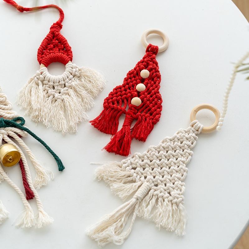 1PC Hand-woven Christmas Tree Old Man Pendant Car Ornaments Christmas Tree Decoration Pendant Christmas Tree Embellishment Christmas Decoration