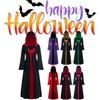 Lady Witch Halloween Hooded Loose Skirt V Neck Long Sleeves Costume Performance