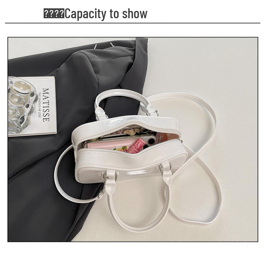 Women's 25th Anniversary Glossy Solid Color Bowling Handbag - Versatile Shoulder & Crossbody Bag