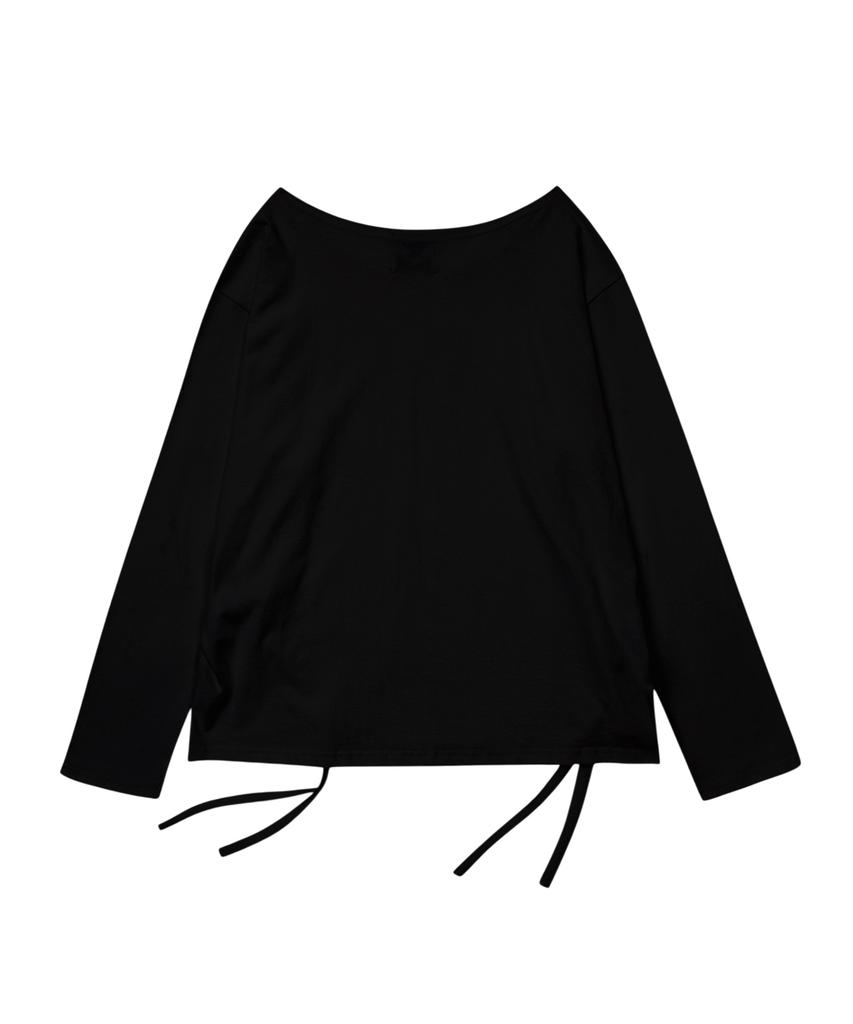 Gillaakaibeu One Shoulder Graphic Long Sleeve_Black