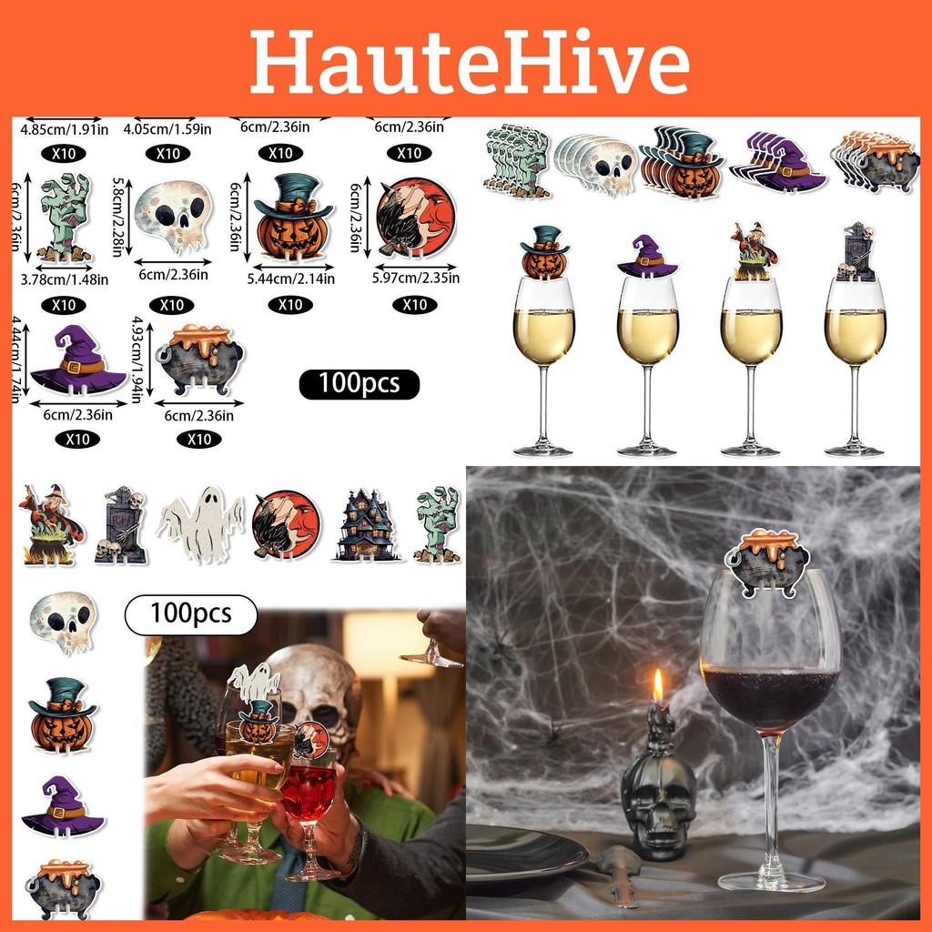 Decor Halloween Table Wine Glass Plugin Set With Ghost And Elements Pumpkin