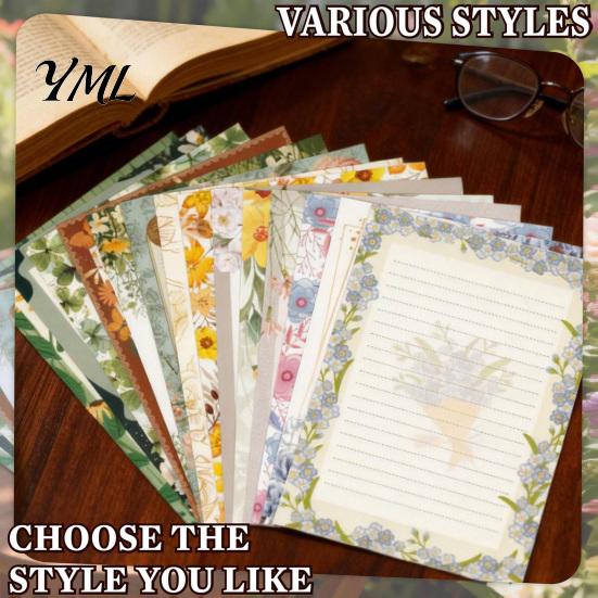 Floral Patterned Envelopes 5Pcs Butterfly Stationery Paper Envelope Set, Vintage Writing with Lined Artistic Message Pages, Letter Kit for Letters,