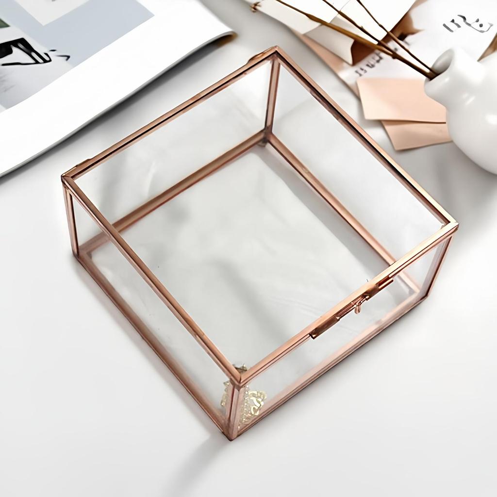 Elegant European Glass Jewelry and Cosmetics Organizer with Flip Lid