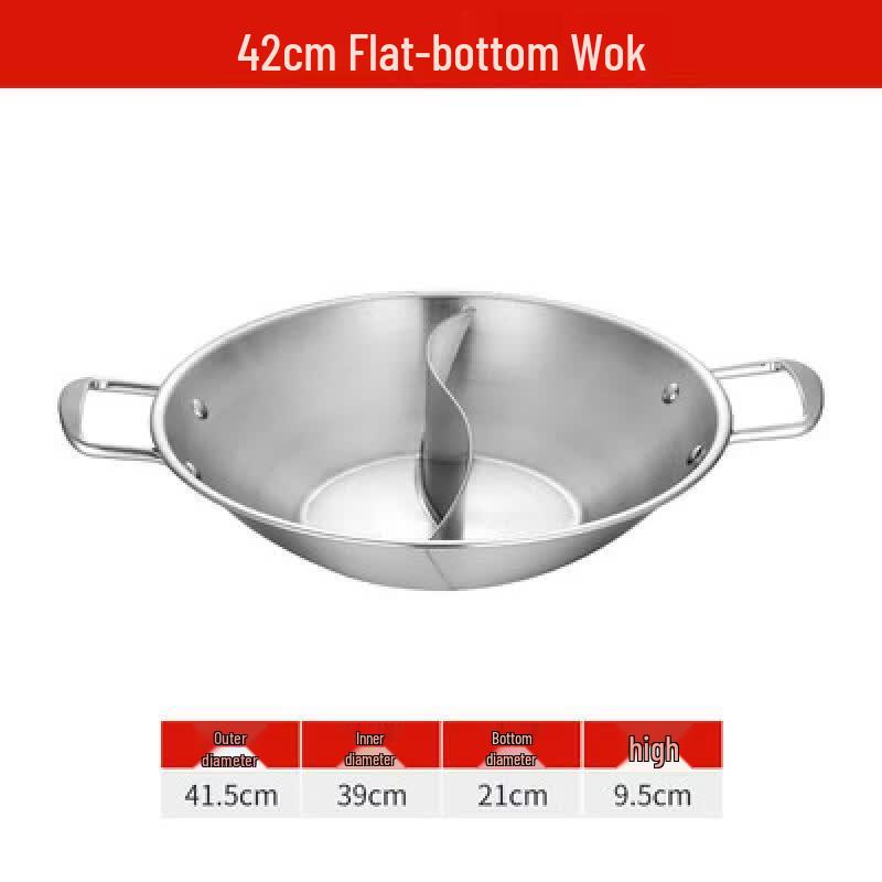 Flat-Bottom Stainless Steel Divided Hotpot