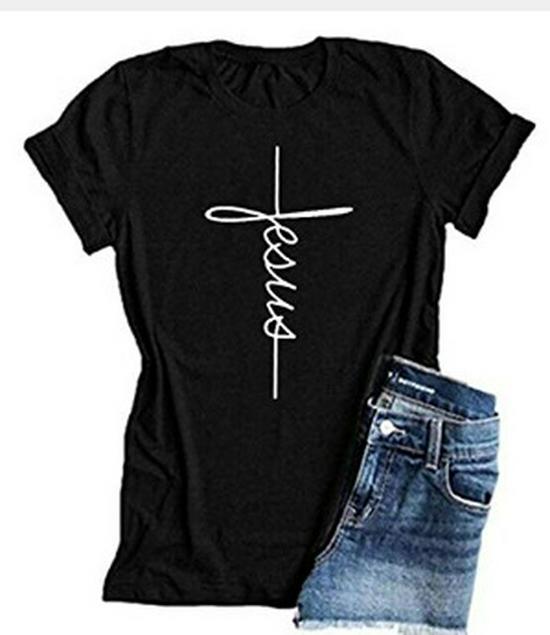 Jesus Letter Graphic T-Shirt: New Style Short Sleeve Fashion Tee