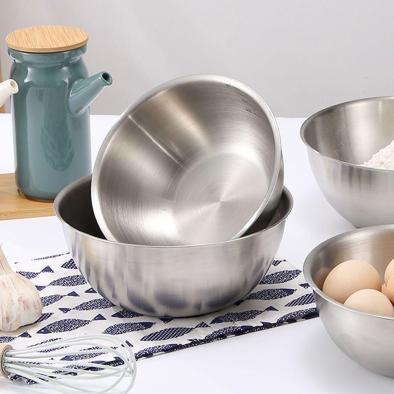 1Pc Stainless Steel Bowl Set With Scale For Cooking Baking Food Storage Large Capacity Mixing Bowls For Home Kitchen Essentials