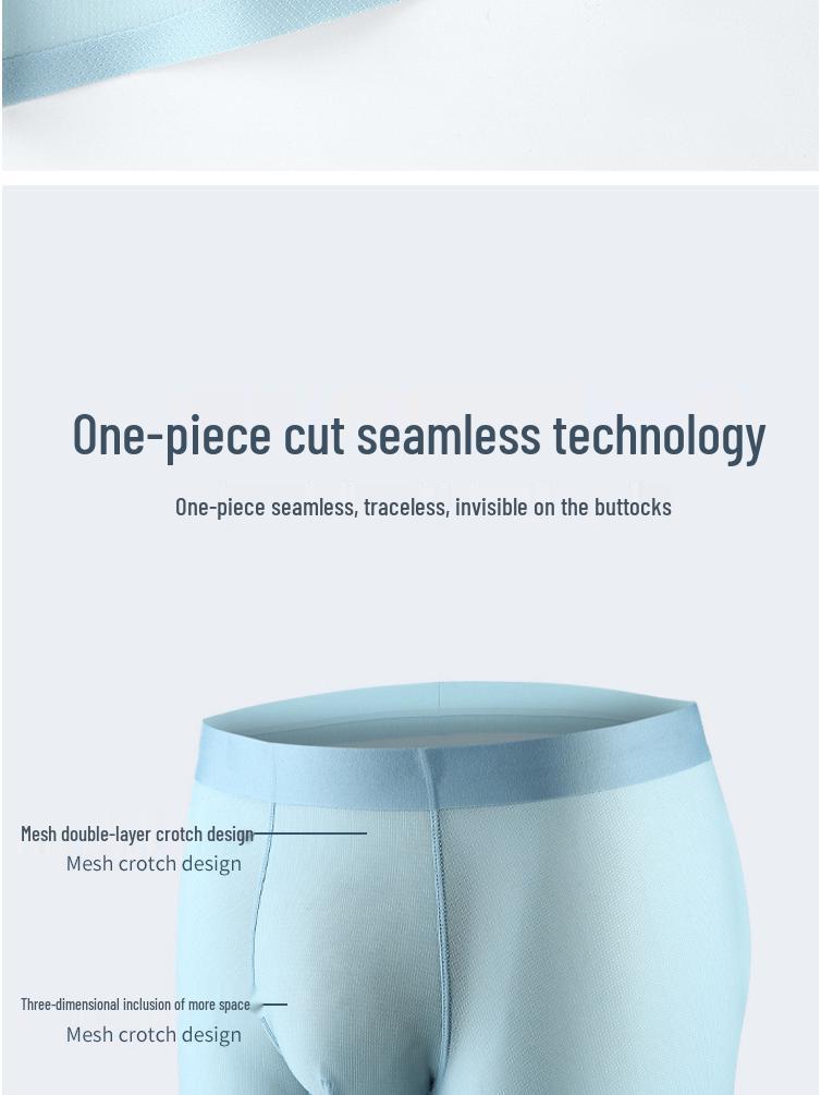 Men's Summer Ice Silk Seamless Antibacterial Mid-Waist Ultra-Thin Mesh Boxer Briefs