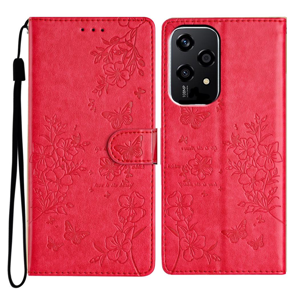 For Honor 200 Lite Wallet Phone Case Butterfly Floral Imprint Leather Flip Cover