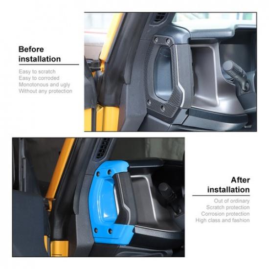 2x Center Console Both Sides Handle Decor Cover Trim For Ford Bronco Light Blue