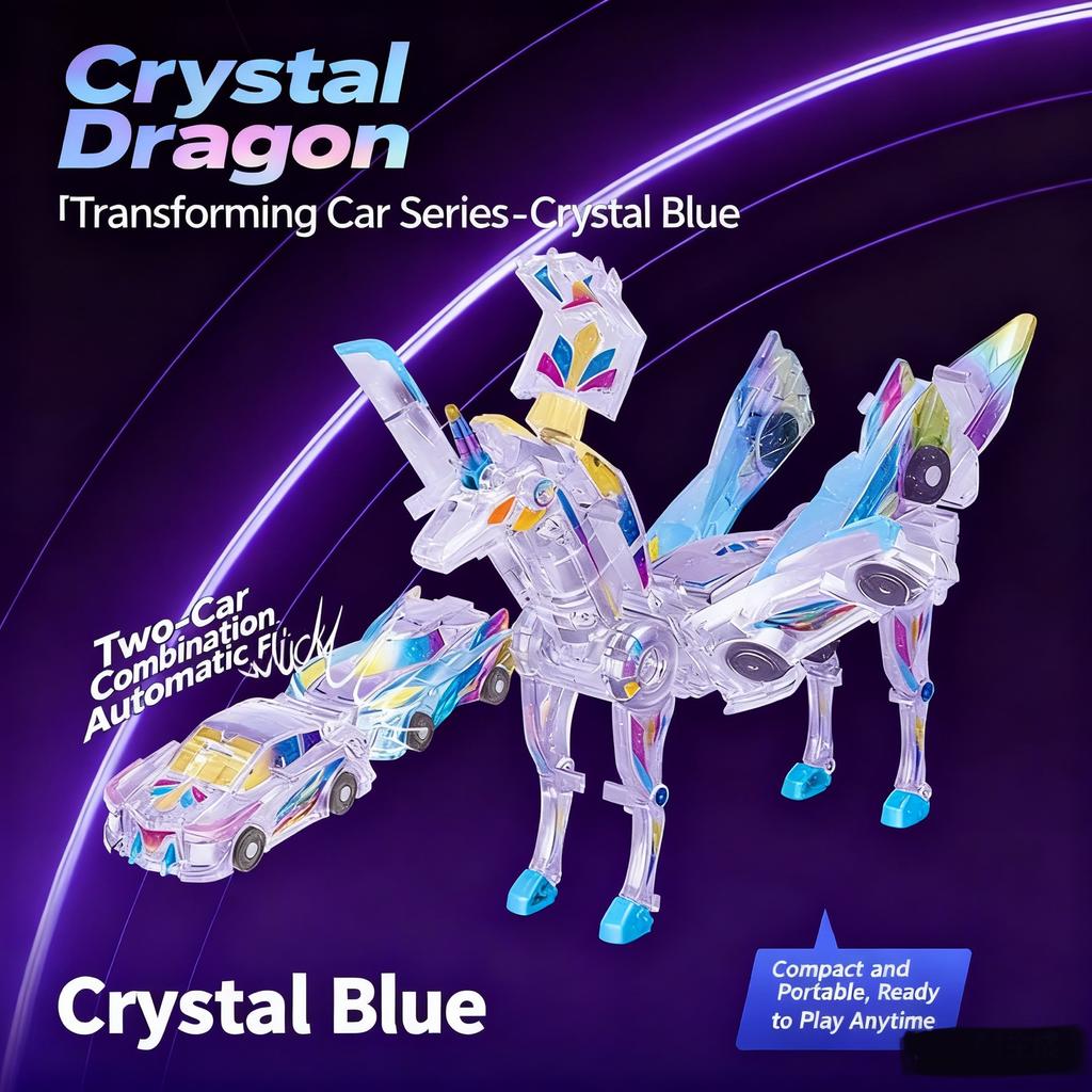 Non-Toxic Car God Quick Transformation Toy Dinosaur Flying Dragon Combination Pegasus Unicorn Magnetic Collision Transformation Fun Toy