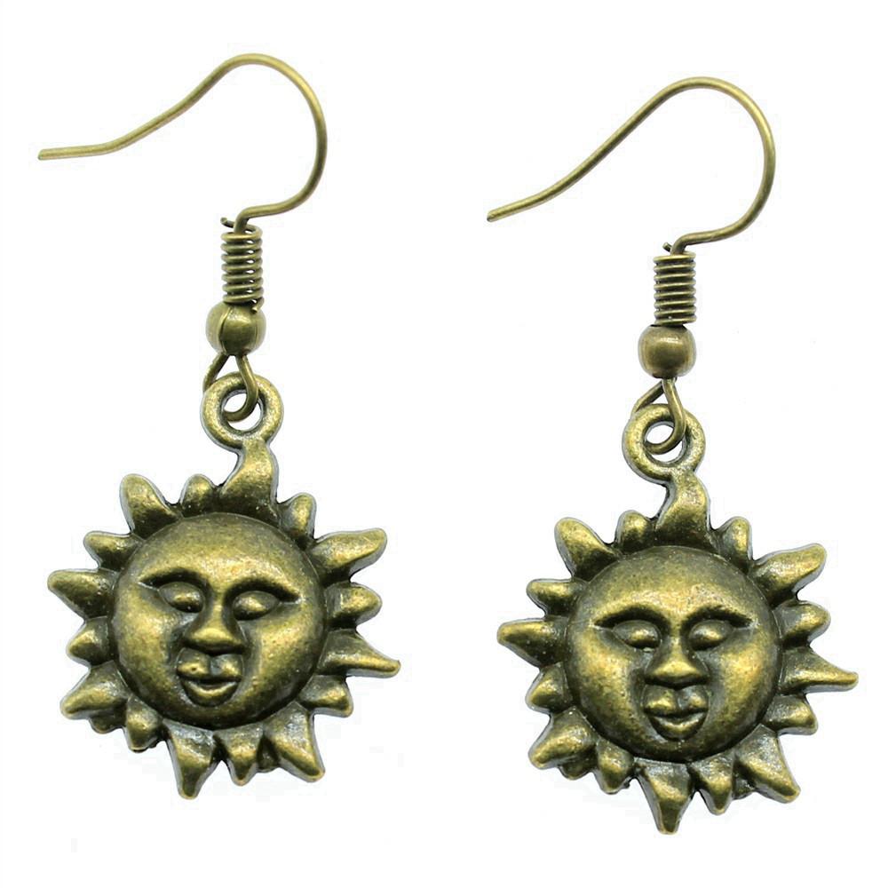 Matte Crescent Moon Dangle Earrings Sun Minimalist Gothic Lunar Drop Earrings Dark Celestial Jewelry