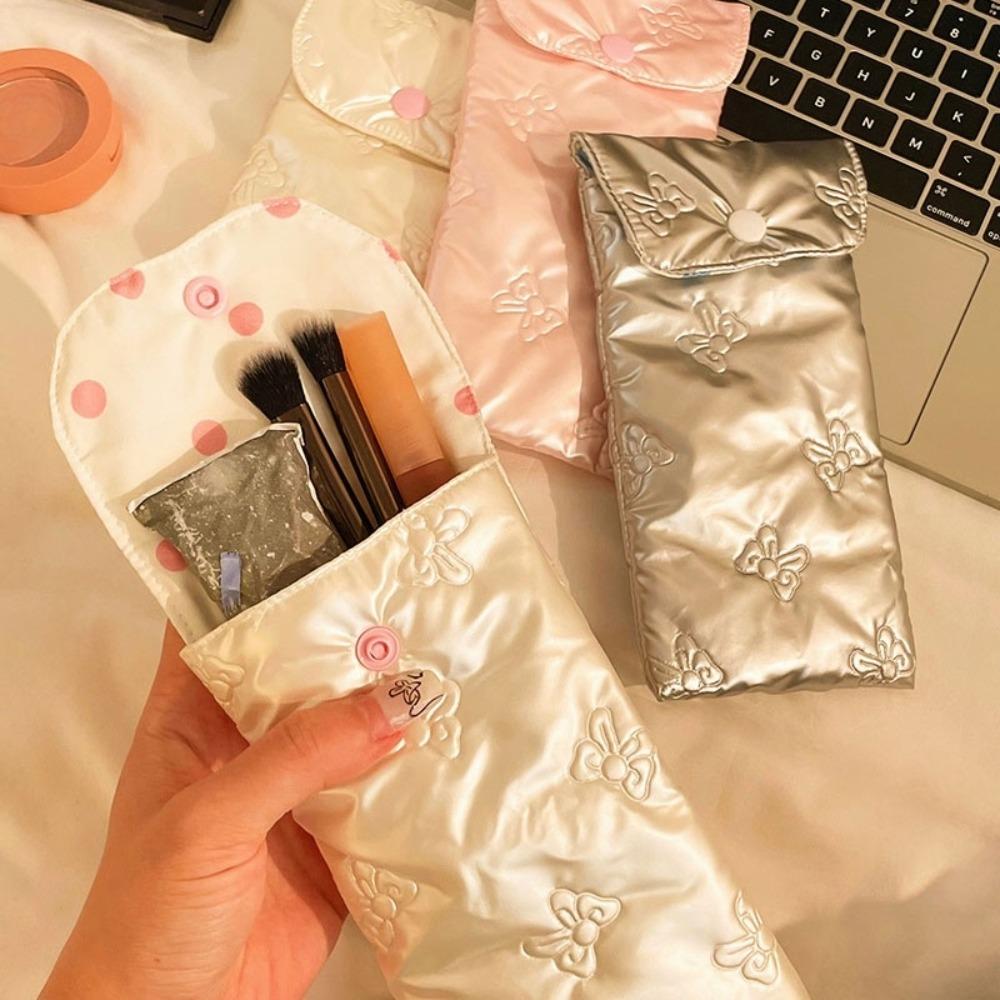 Korean Style Bow Pattern Eyeglasses Case Pressure Resistant Makeup Brush Bag  Travel