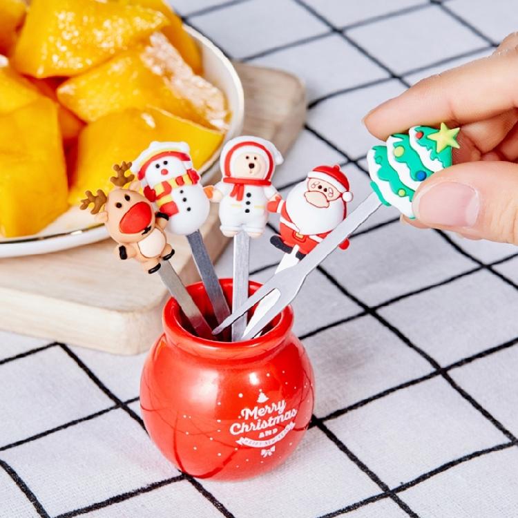 5 Pcs Christmas Fruit Dessert Fork Reusable Appetizer Forks Dessert Cake Fork