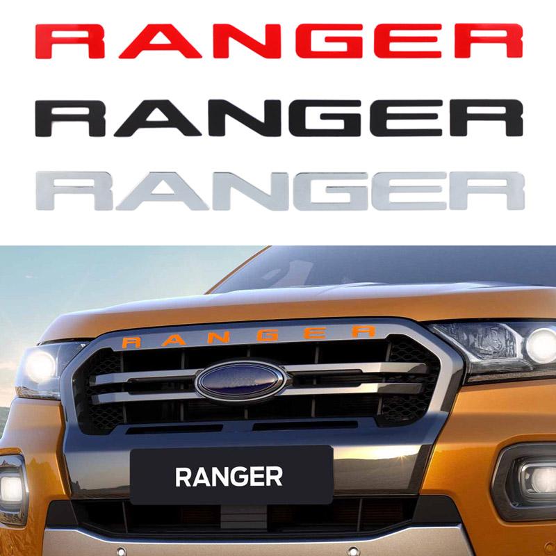 WBWP9 For Ford Ranger 2015-2021 Grille Top Logo Letter Grill RANGER 3D Emblem Original Size ABS Sticker With Glue Chromium Styling