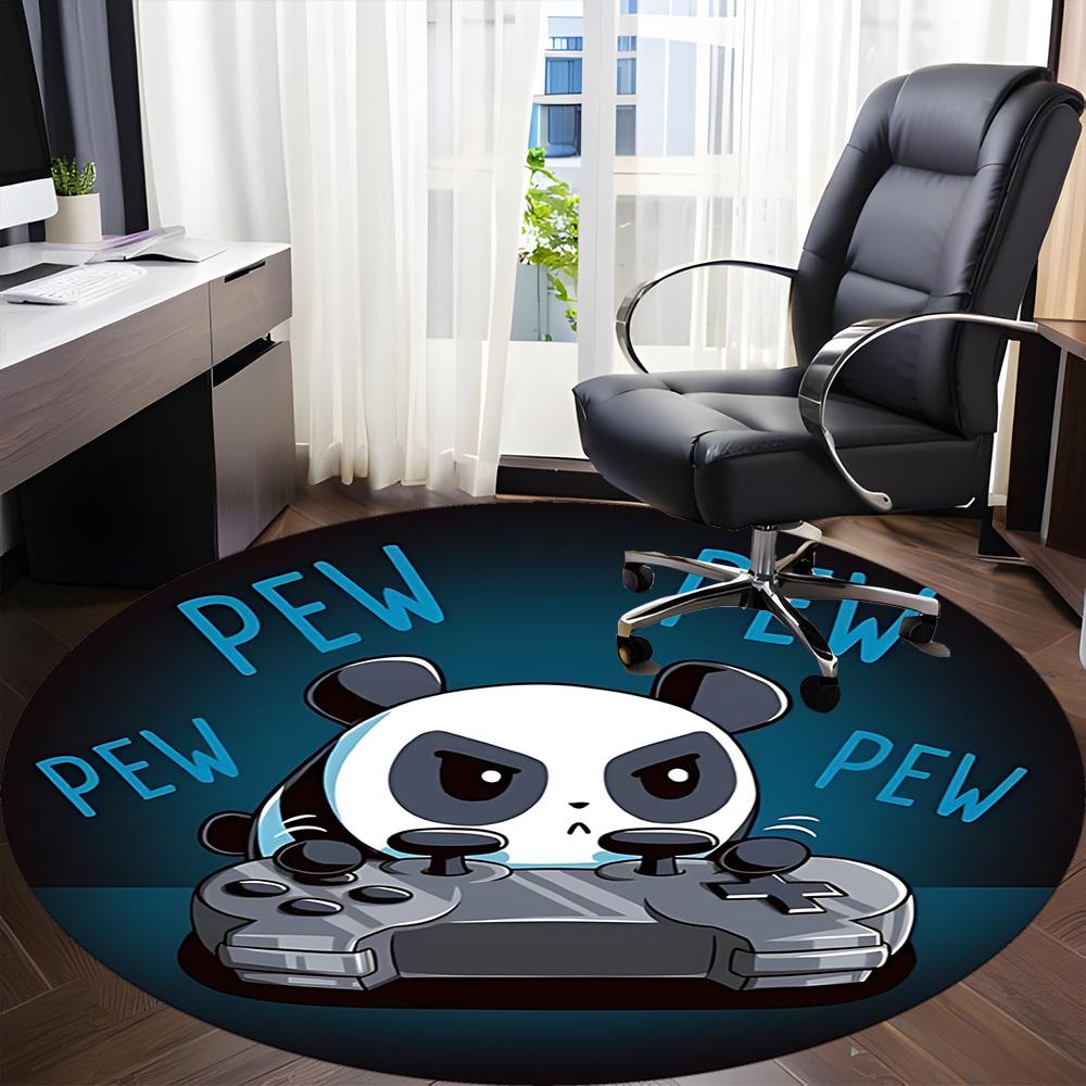 1pc Panda Gaming Office Round Area Rug, Indoor Mat Suitable For Office, Under Office Chairs Bedroom Living Room Home Decor, Room Deco, 079