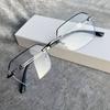 Retro Men Metal Frame Glasses Fashion Rimless Women Eye Protection Anti Blue Light Computer Eyewear