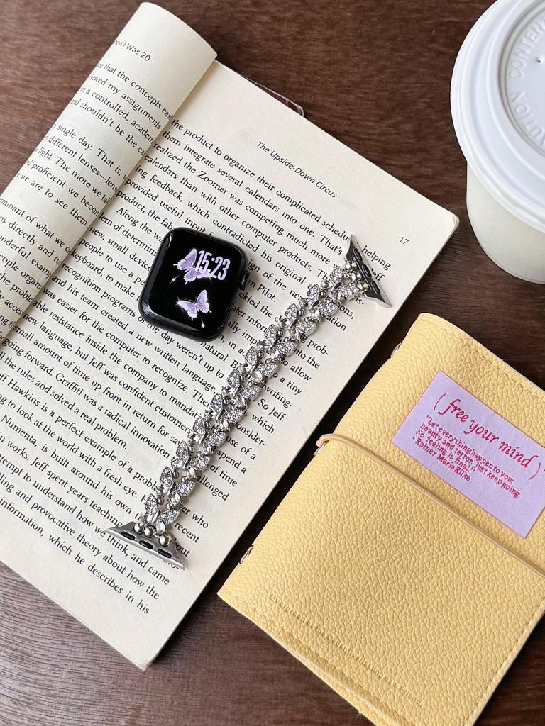 Butterfly Diamond Elastic Strap for Apple 11th Gen iWatch 10987E, Huawei GT6, Xiaomi 9 Pro