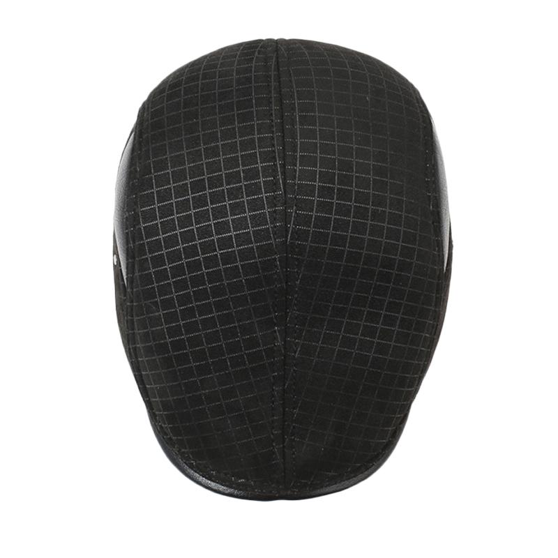 Autumn Winter Plaid Forward Hat Men's Thick Warm Cotton Hat Outdoor Middle-Aged and Elderly Ear Protection Cap Woolen Hat