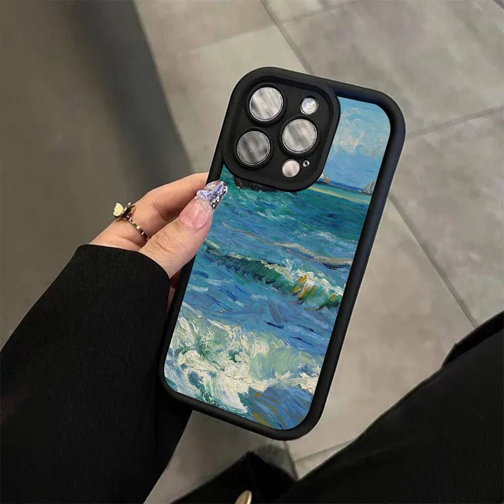 Retro Van Gogh Oil Paint For iPhone 17 16 15 14 13 12 11 Pro Max Plus Black Full Coverage Soft Funda Silicone Cover