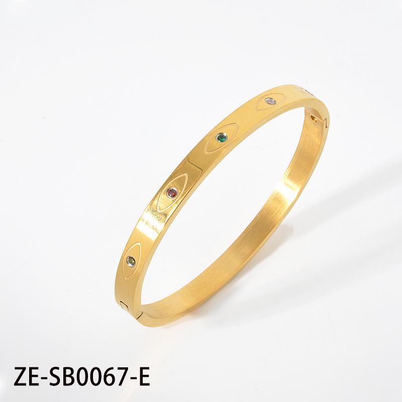 

Браслет из нержавеющей стали с позолотой 18 карат и цирконами - Женский модный винтажный браслет-манжета