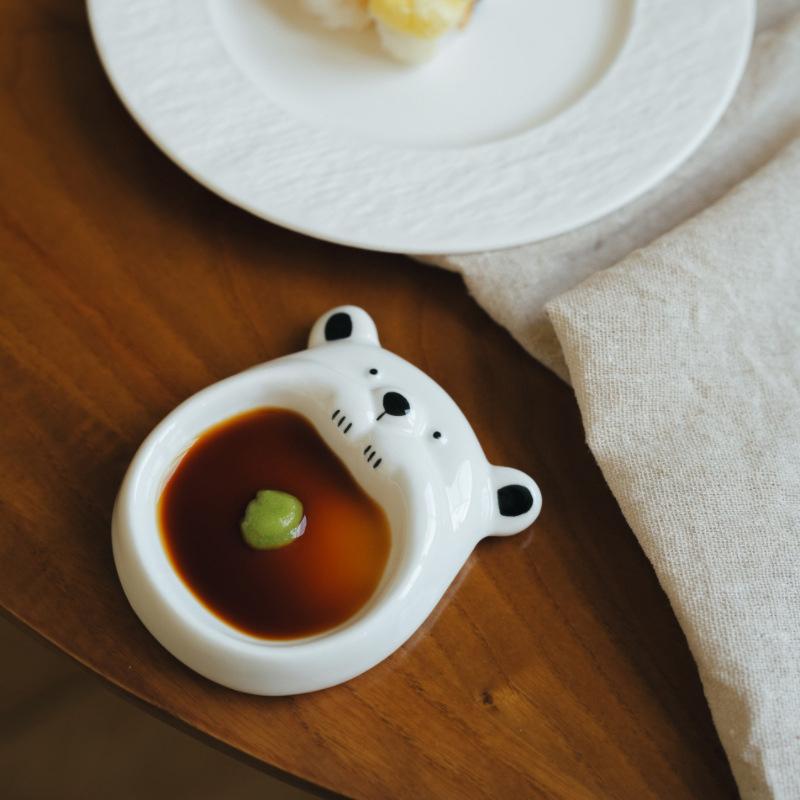 Ceramic Small Flavor Plate, Cute Little Dog Sauce Plate, Butter Small Plate, Mini Sushi Soy Sauce Dipping Bowl