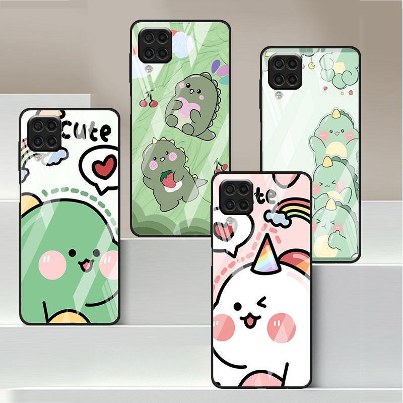Husă de sticlă cu desene animate cu dinozauri pentru Samsung Galaxy A52 A71 A50 A51 A70 A21s A31 A72 A10 A12 A30 A22 5G