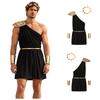 Men One Shoulder Greek Costume Toga Jumpsuit with Tiered Epaulet Elastic Waist Detachable Belt Cuffs Leaf Wreath for Stage Performance Cosplay