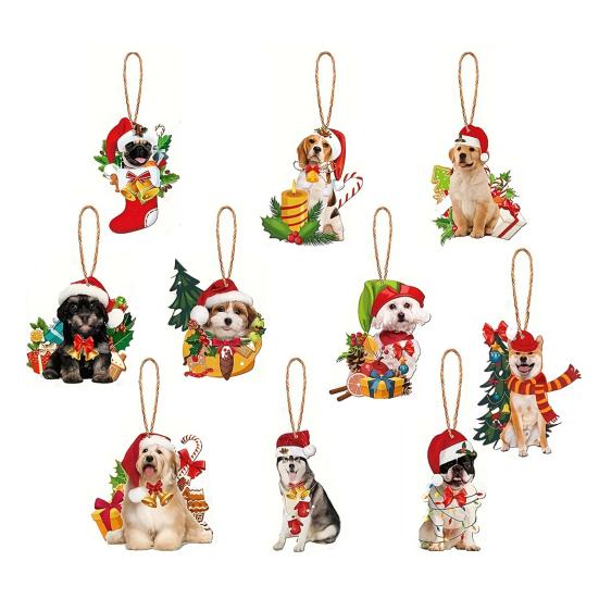 10Pcs Chinese Style Owl Hanging Ornament Farmhouse Rustic Handmade Wooden Owl Decoration Christmas Tree 2D Flat Bird Hanging Decor