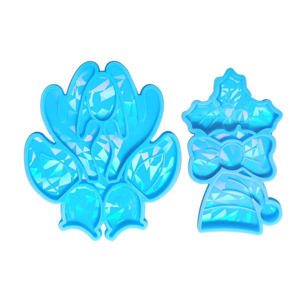 2Pcs Light Shadow Elk Christmas Hat Ornament Silicone Mold Scented Gypsum Ornaments Drop Glue Resin Mold for Decoration