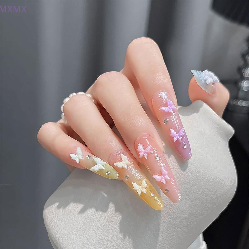 50Pcs Cute Butterfly Nail Charms Macaron Pastel Color 3D Flatback Resin Nail Art Jewelry DIY Nails Decoration